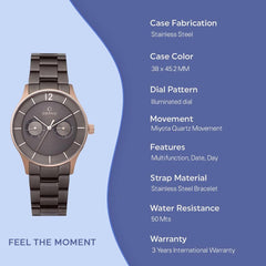 Obaku Luft Crepe Multifunction Grey Round Dial Men's Watch- V192GMVJSJ