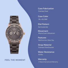 Obaku Luft Crepe Multifunction Grey Round Dial Men's Watch- V192GMVJSJ