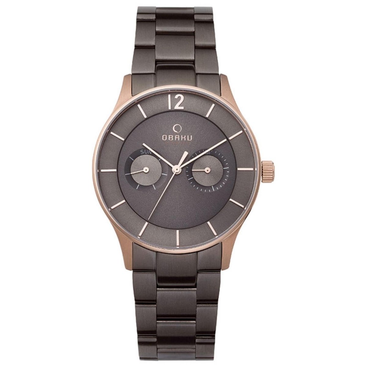 Obaku Luft Crepe Multifunction Grey Round Dial Men's Watch- V192GMVJSJ