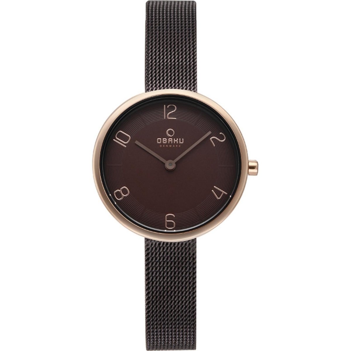 Obaku Vand Walnut Quartz 6.5mm Slim Case Brown Round Dial Women's Watch- V195LXVNMN