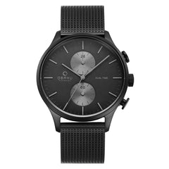 Obaku Gran Charcoal Dual Time Black Round Dial Men's Watch- V196GUBBMB