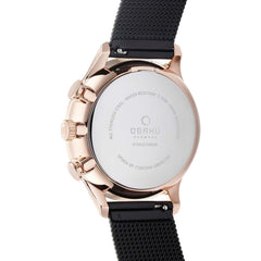Obaku Gran Night Dual Time Black Round Dial Men's Watch- V196GUVBMB
