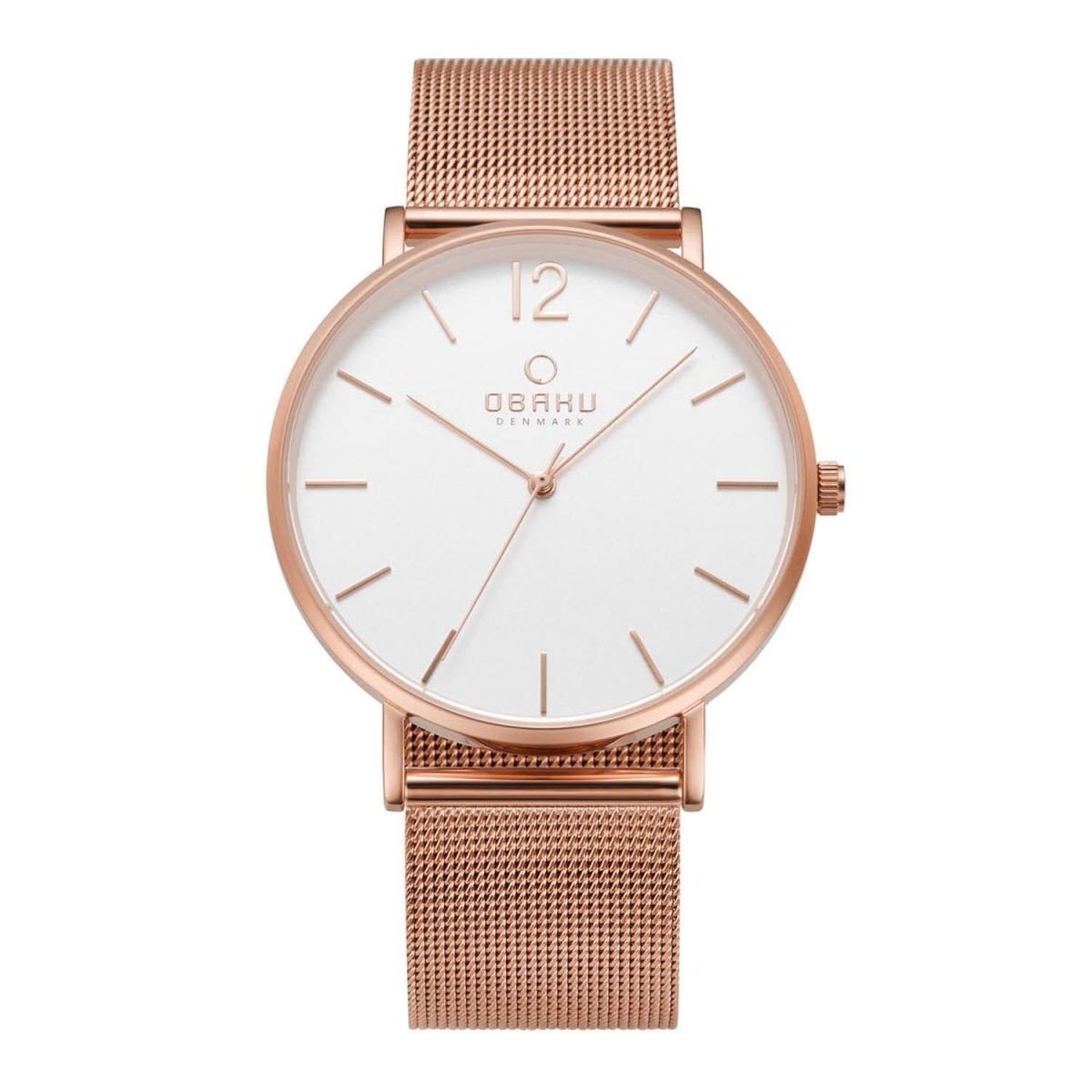 Obaku Mark Rose Quartz 6.4mm Slim Case White Round Dial Men's Watch- V197GXVWMV