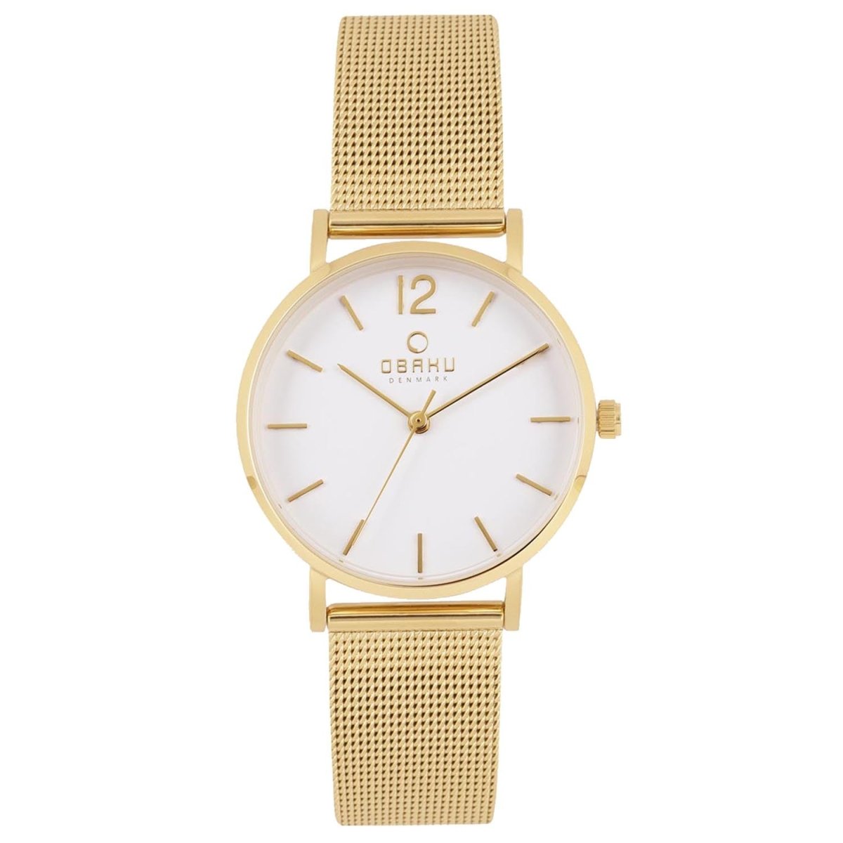 OBAKU Mark Lille Gold Quartz White Round Dial Women's Watch- V197LXGWMG