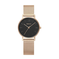 Obaku Mark Lille Gerbera Quartz 6.4mm Slim Case Black Round Dial Women's Watch- V197LXVBMV