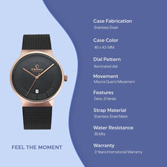 OBAKU HAV NIGHT Quartz Black Round Dial Men's Watch -V200GDVBMB
