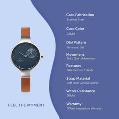 OBAKU ENG SYRUP Quartz Blue Round Dial Women's Watch -V201LDCLRZ