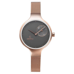 OBAKU Eng Blush Quartz Grey Round Dial Women's Watch- V201LDVJMV