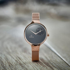 OBAKU Eng Blush Quartz Grey Round Dial Women's Watch- V201LDVJMV