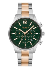 Obaku Skov Chronograph Green Round Dial Men's Watch -  V205GUCESH