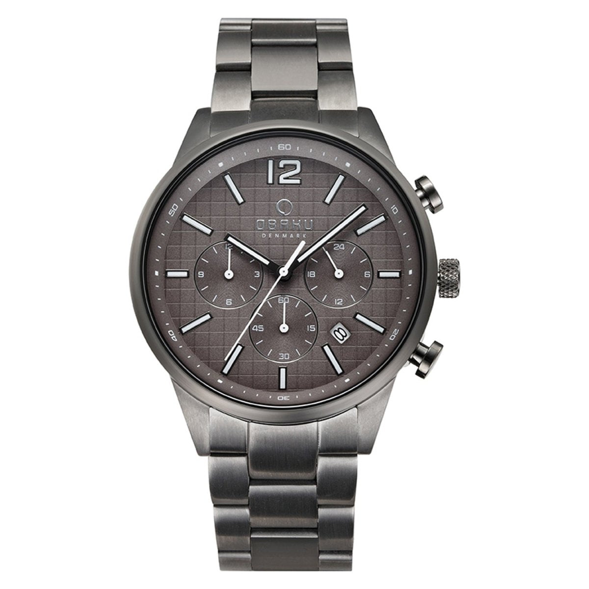 Obaku Skov Smokey Chronograph Grey Round Dial Men's Watch - V205GUUUSU