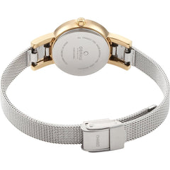 OBAKU Lykke Gold Bi Quartz Silver Round Dial Women's Watch- V207LEGIMC