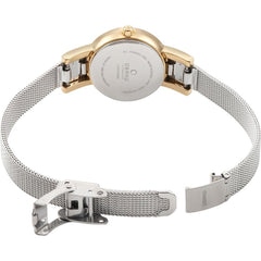 OBAKU Lykke Gold Bi Quartz Silver Round Dial Women's Watch- V207LEGIMC