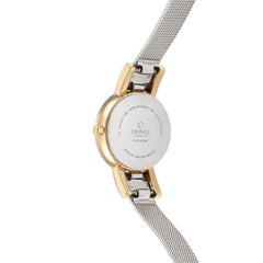 OBAKU Lykke Gold Bi Quartz Silver Round Dial Women's Watch- V207LEGIMC