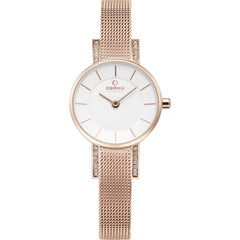 OBAKU Lykke Rose Quartz Silver Round Dial Women's Watch- V207LEVIMV