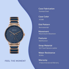 Obaku Venlig Sunset Multifunction Blue Round Dial Men's Watch- V208GMVLSL