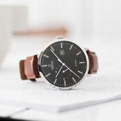 OBAKU Utrolig Umber Automatic Black Round Dial Men's Watch- V210GTCBRN