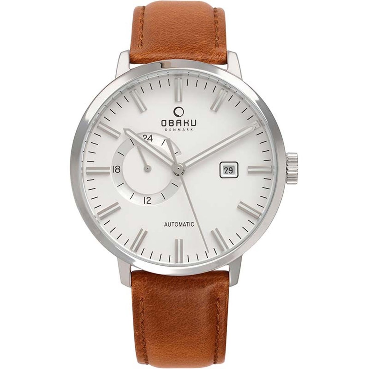 OBAKU Utrolig Cognac Automatic Silver Round Dial Men's Watch- V210GTCIRZ