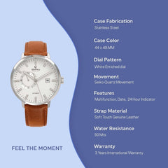 OBAKU Utrolig Cognac Automatic Silver Round Dial Men's Watch- V210GTCIRZ