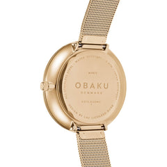 Obaku Viol Gold Quartz White Round Dial Women's Watch - V211LXGEMG