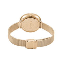 Obaku Viol Gold Quartz White Round Dial Women's Watch - V211LXGEMG