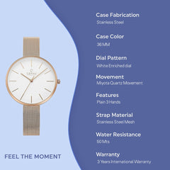 Obaku Viol Gold Quartz White Round Dial Women's Watch - V211LXGEMG