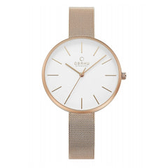 Obaku Viol Gold Quartz White Round Dial Women's Watch - V211LXGEMG