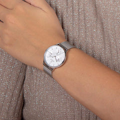 OBAKU Lind Steel Multifunction Silver Round Dial Women's Watch- V212LMCIMC