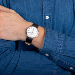Obaku Havre Blacktitan Date Silver White Round Dial Men's Watch -  V215GDTIRB