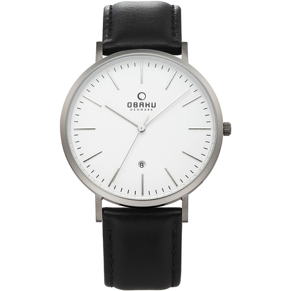 Obaku Havre Blacktitan Date Silver White Round Dial Men's Watch -  V215GDTIRB