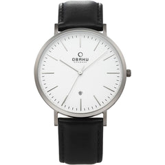 Obaku Havre Blacktitan Date Silver White Round Dial Men's Watch -  V215GDTIRB