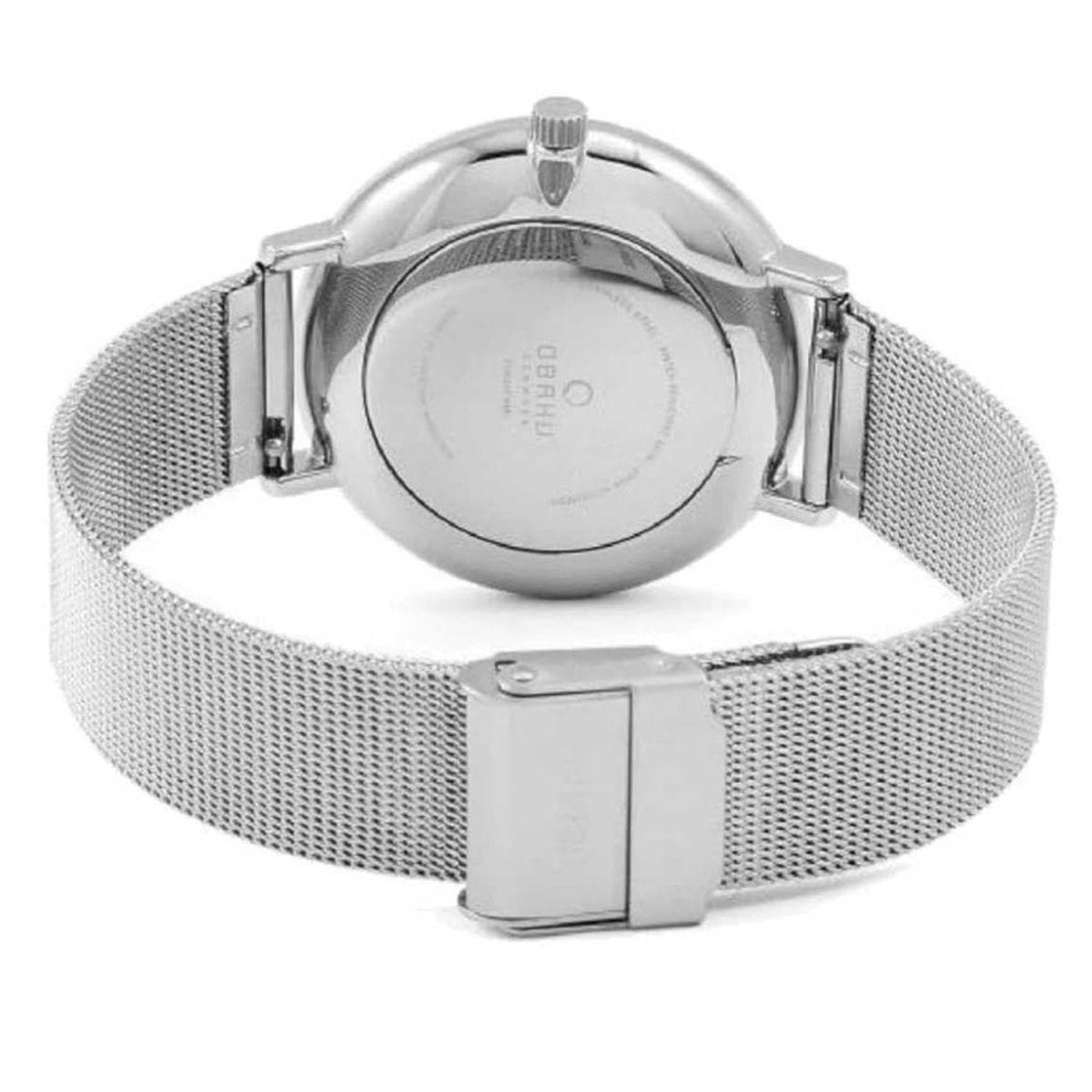 Obaku Fin Steel Quartz 6.4mm Slim Case White MOP Round Dial Women's Watch- V217LXCWMC
