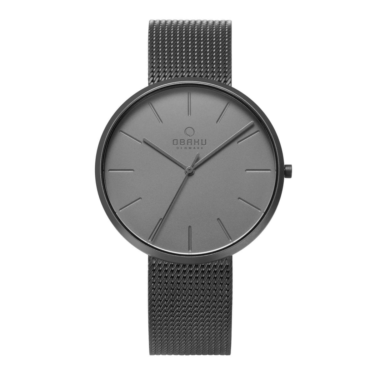 Obaku Hassel Smokey Quartz 6.7mm Slim Case Gun Round Dial Men's Watch- V219GXUUMU