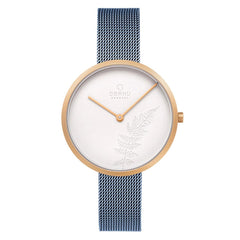 Obaku Hassel Lille-Iceblue Quartz 6.9mm Slim Case White Round Dial Women's Watch- V219LXVHMA