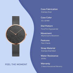 Obaku Hassel Natur Granite Quartz 6.4mm Slim Case Grey Round Dial Women's Watch- V219LXVKMJ