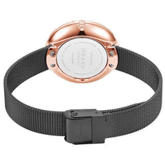 Obaku Hassel Natur Granite Quartz 6.4mm Slim Case Grey Round Dial Women's Watch- V219LXVKMJ