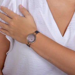 OBAKU Gry Walnut Solar Quartz Brown Round Dial Women's Watch- V221LRVNMN