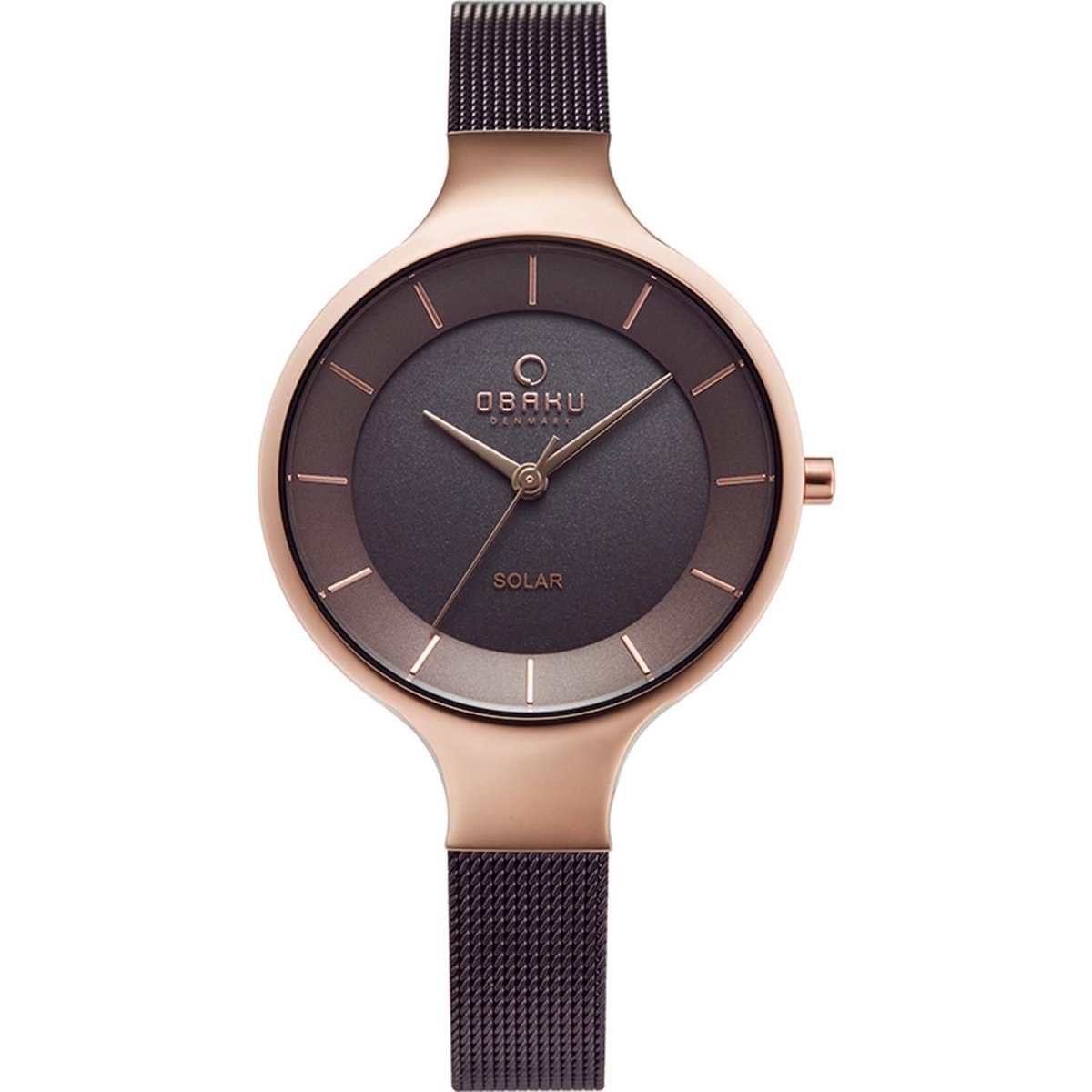 OBAKU Gry Walnut Solar Quartz Brown Round Dial Women's Watch- V221LRVNMN