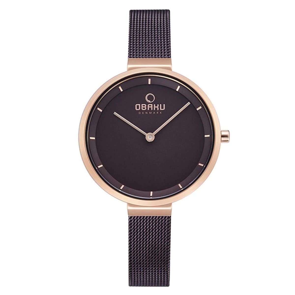 Obaku Blomme Walnut Quartz 6.4mm Slim Case Brown Round Dial Women's Watch- V225LXVNMN