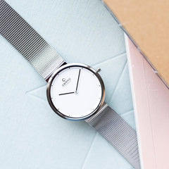 OBAKU Papir Lille-Steel Quartz White Round Dial Women's Watch- V230LXCWMC