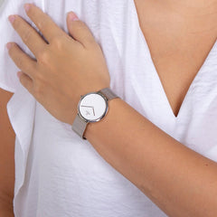 OBAKU Papir Lille-Steel Quartz White Round Dial Women's Watch- V230LXCWMC