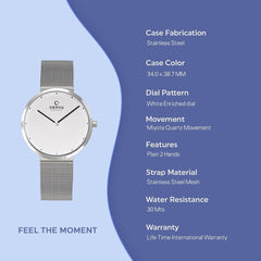 OBAKU Papir Lille-Steel Quartz White Round Dial Women's Watch- V230LXCWMC