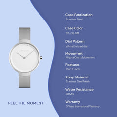 OBAKU BIRK-STEEL Quartz Silver Round Dial Women's Watch -V231LXCIMC
