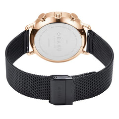 OBAKU HAVN-NIGHT Chronograph Black Round Dial Men's Watch -V232GCVBMB