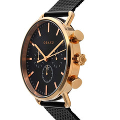 OBAKU HAVN-NIGHT Chronograph Black Round Dial Men's Watch -V232GCVBMB