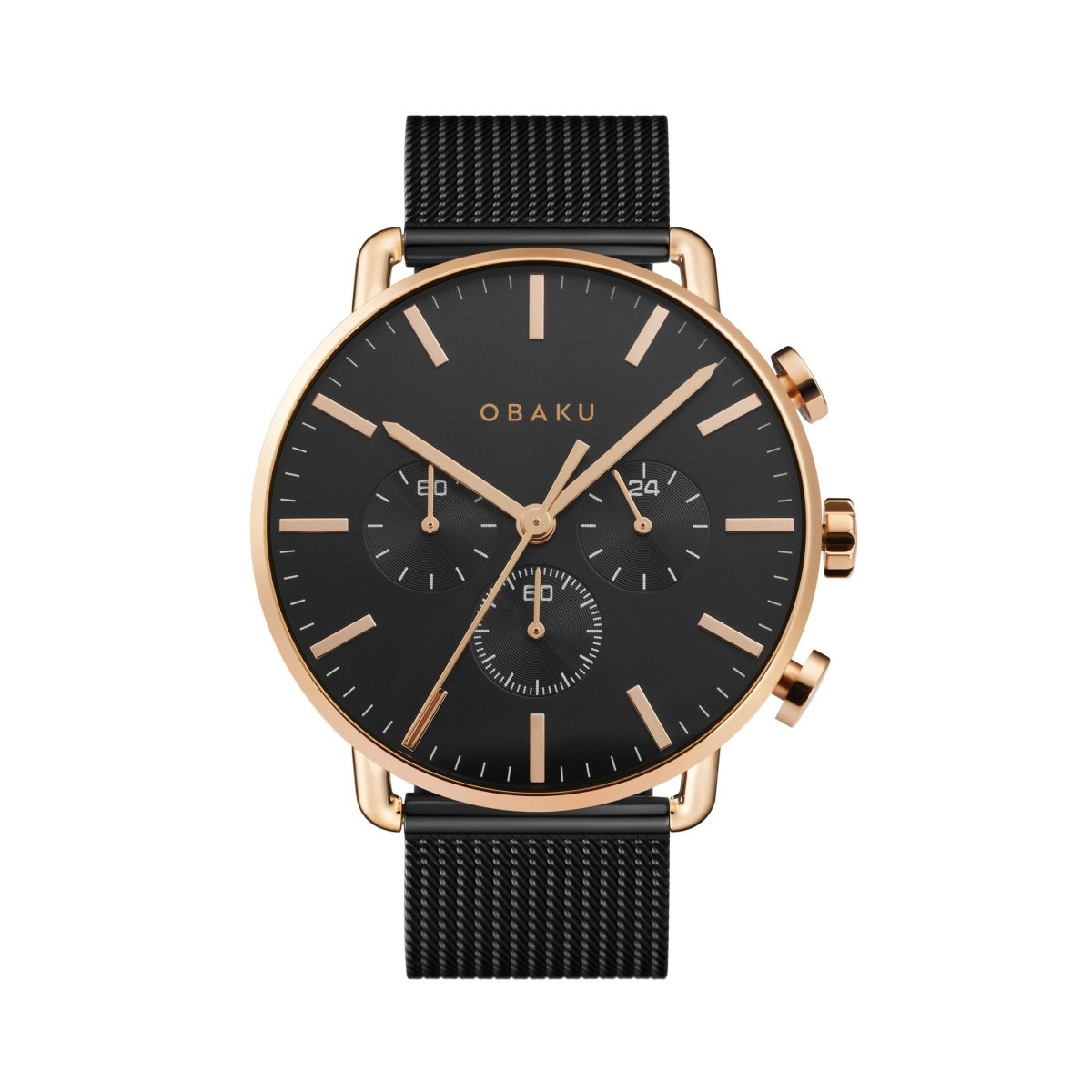 OBAKU HAVN-NIGHT Chronograph Black Round Dial Men's Watch -V232GCVBMB
