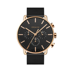 OBAKU HAVN-NIGHT Chronograph Black Round Dial Men's Watch -V232GCVBMB