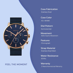 OBAKU HAVN-OCEAN Chronograph Blue Round Dial Men's Watch -V232GCVLML