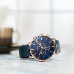 OBAKU HAVN-OCEAN Chronograph Blue Round Dial Men's Watch -V232GCVLML