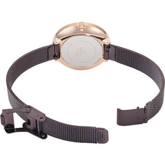 OBAKU Notat-Walnut Quartz Swarovski Crystal Brown Round Dial Women's Watch- V233LXVNMN